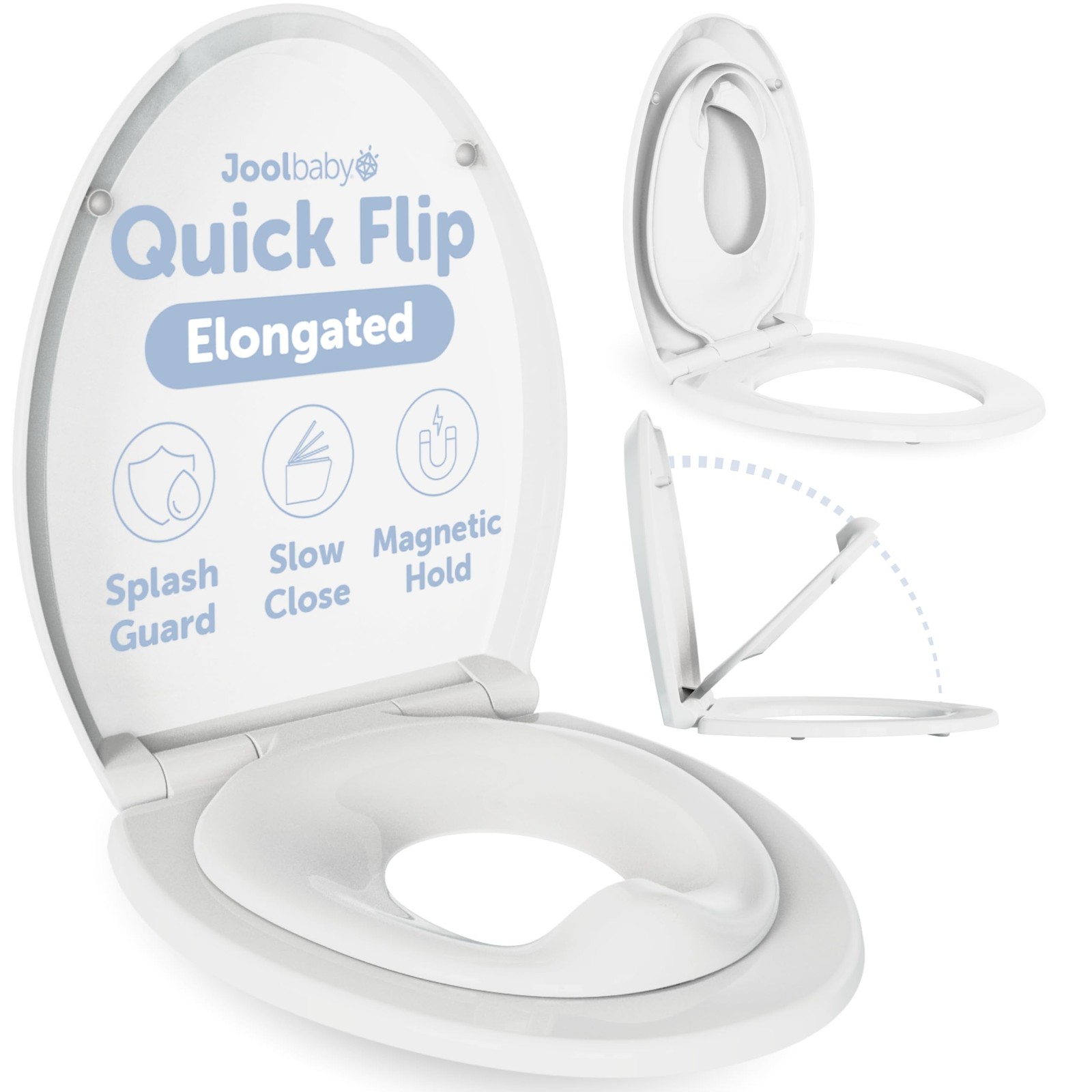 Quick Flip Toilet Seat with Built-in Potty & Splash Guard for Toddler Trainin...