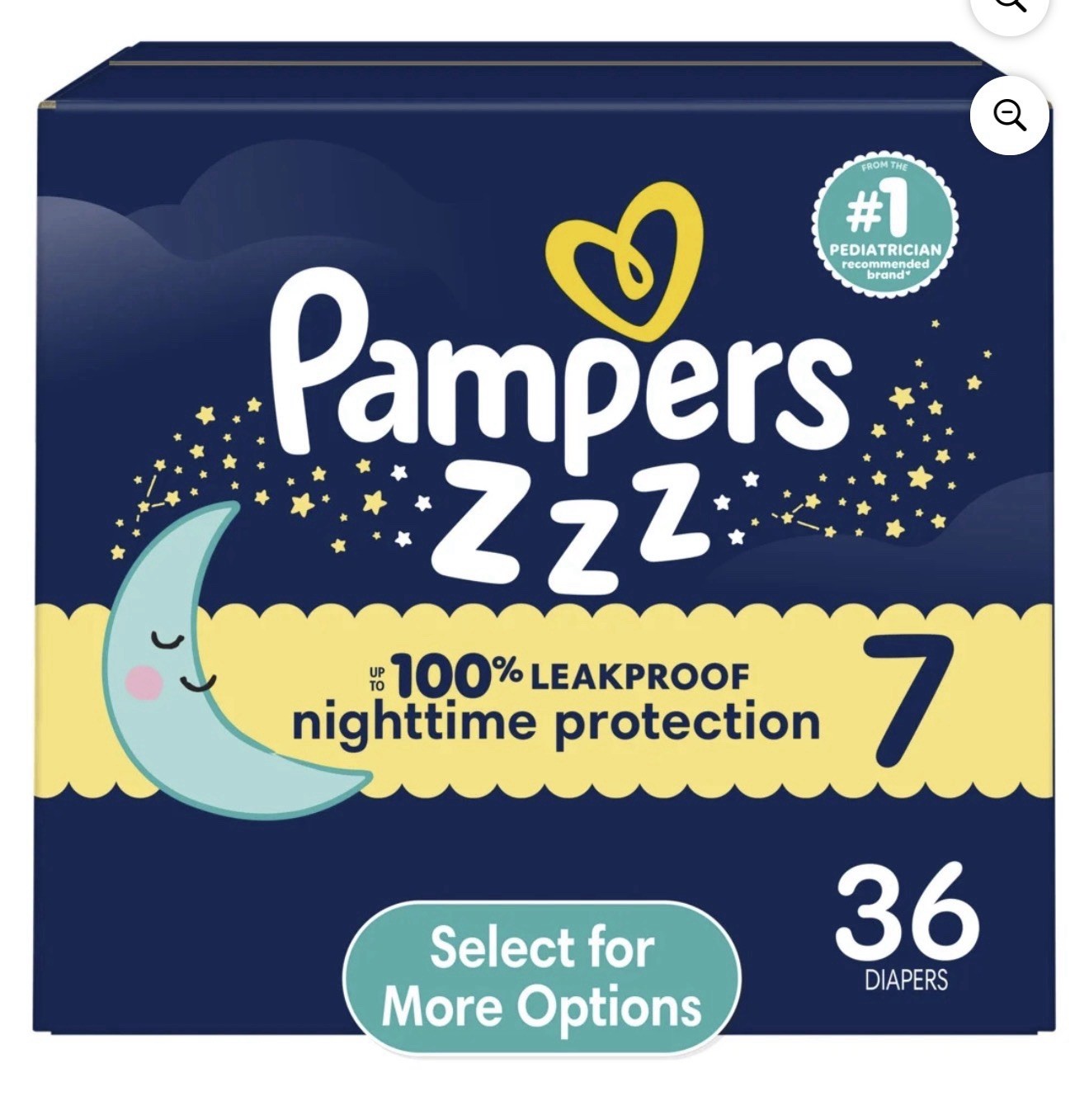 Pampers ZZZ Overnight Diapers, Size 7 (41+ lbs), 36 Count, Nighttime 7 