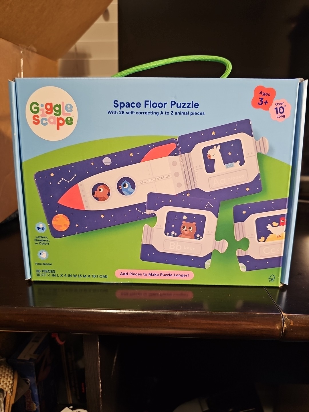 Gigglescape Space Floor Puzzle Ages 3+ Alphabet Animal Themed 28-Piece 10 Ft
