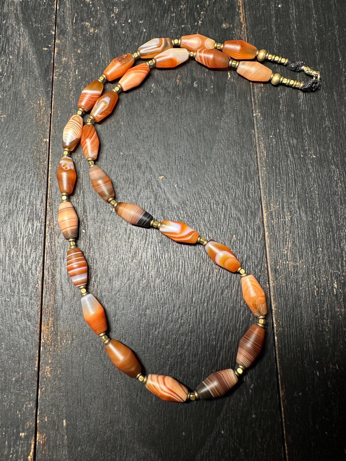Himalayan Banded Agate Necklace: Vintage Ethnic Style Tibetan Mala Beads