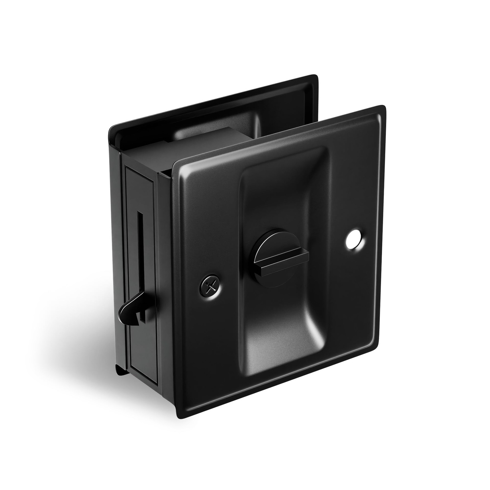 Pocket Door Hardware, Matte Black Solid Brass Lock 1 Pack,