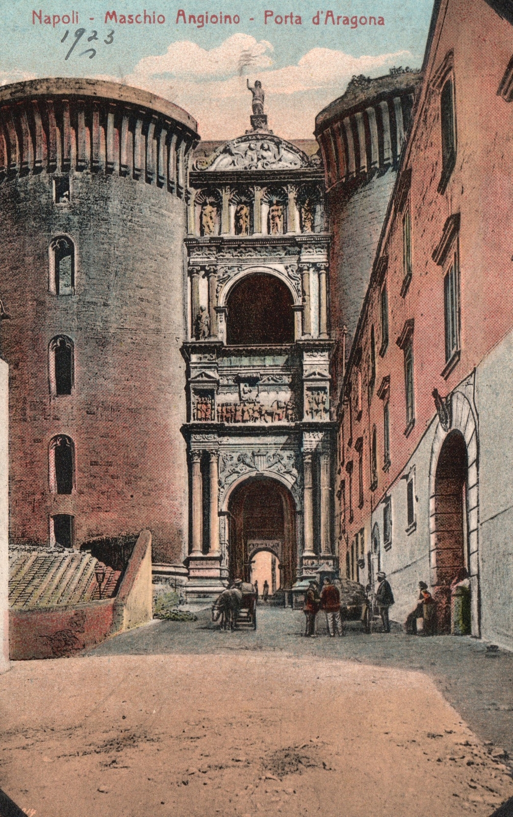 Vintage Postcard Napoli Maschio Angioino Porta d'Aragona Naples Italy