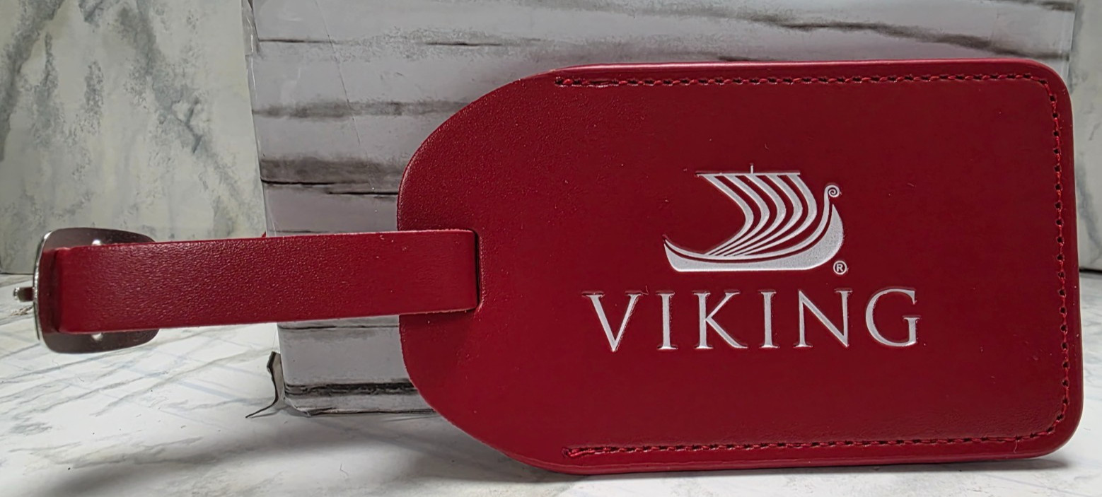 Viking Cruise Line Genuine Leather Red Luggage Tag with Buckle Closure, New