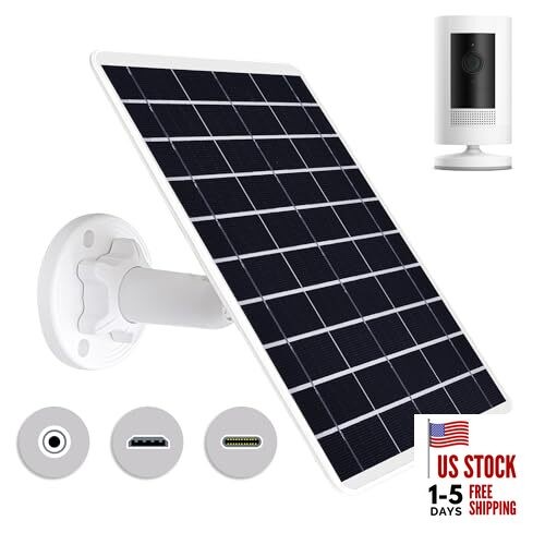 8W Solar Panel for Ring Stick Up Cam/Pro, Spotlight Cam/Pro/Plus - 5V 8 Watts