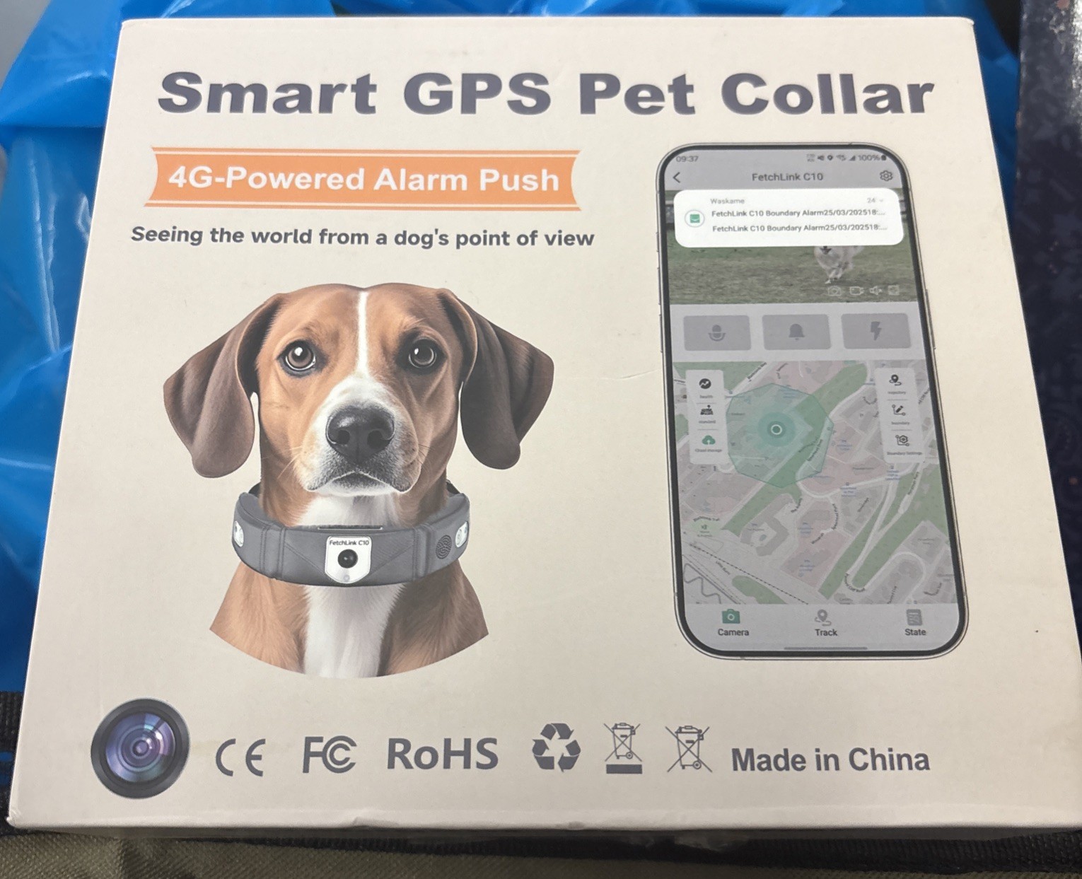 Smart Pet Collar FetchLink C10  4G – powered alarm push - Opened Box