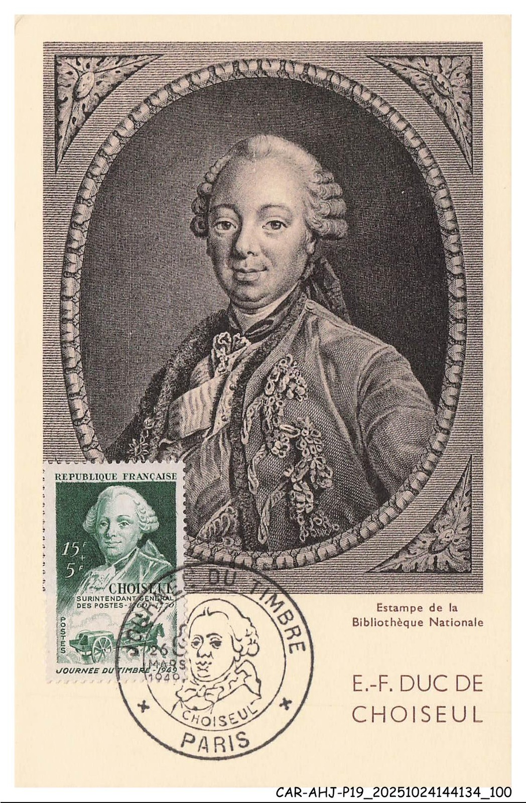 Car Ahjp19 0946 Card Maximum - Duc De Choiseul - 1949