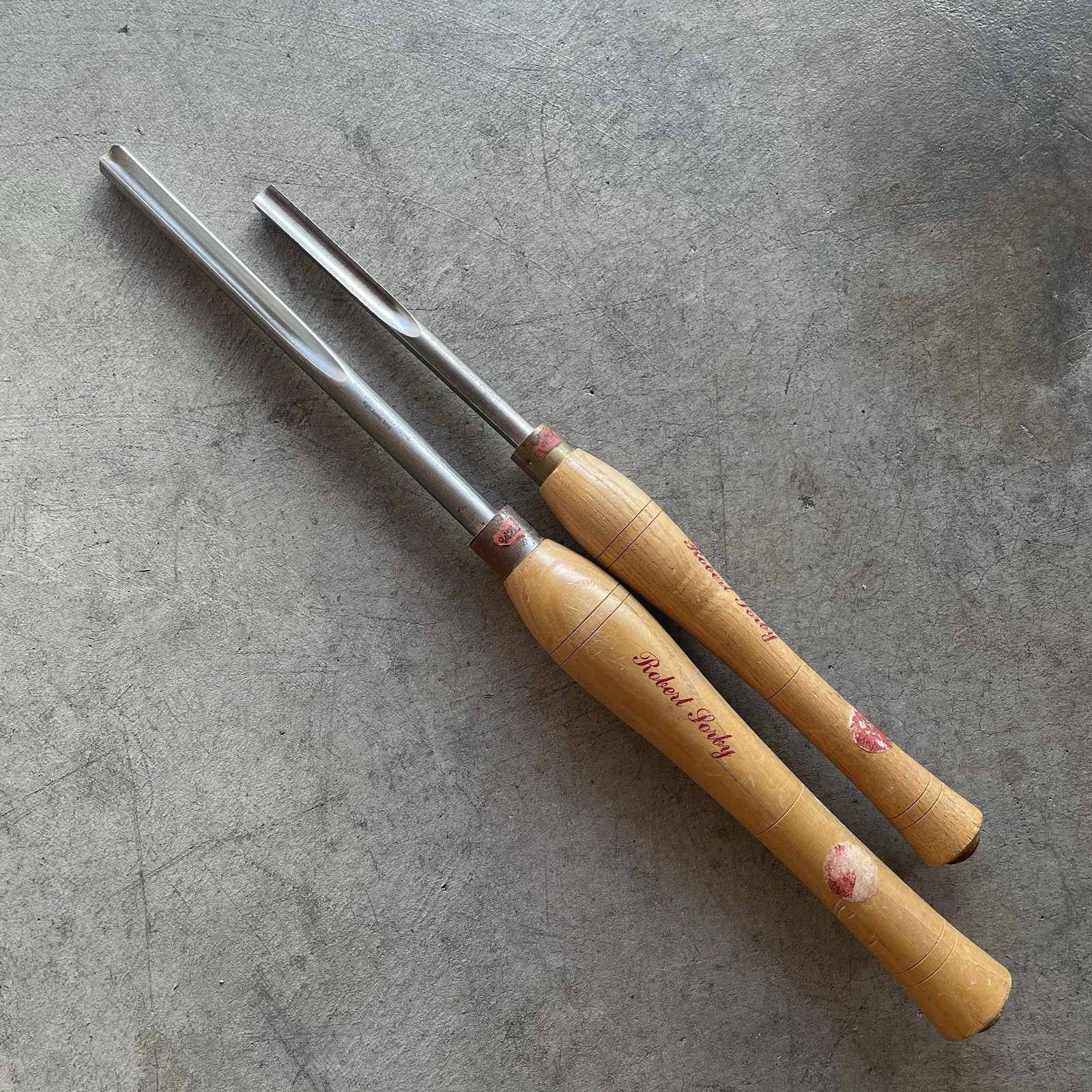 Lot Set of 2 Robert Sorby Lathe Gouges 842 LH (3/8")  & 840LH (7/16")