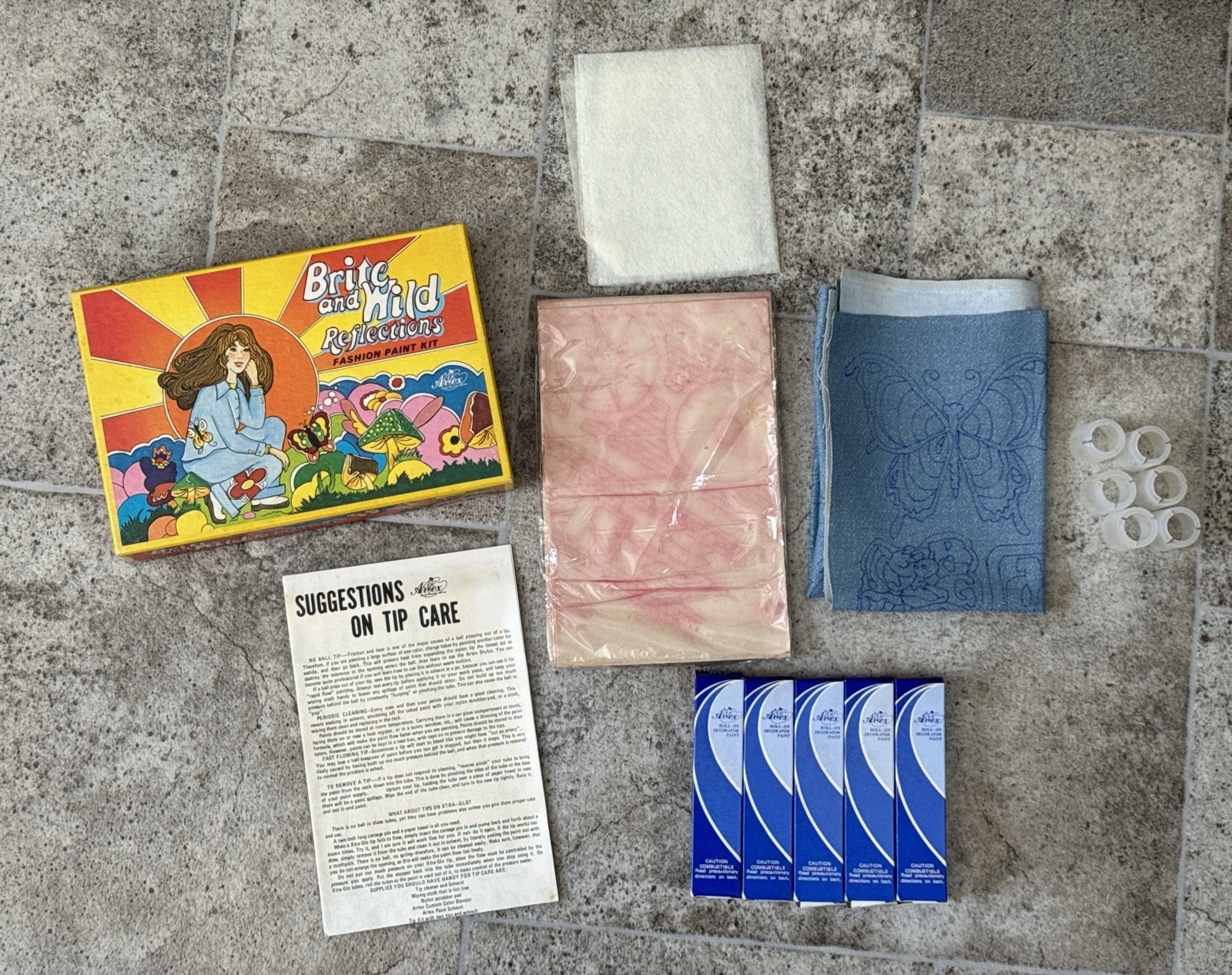 Vintage 1970s Artex Brite and Wild Reflections Fashion Paint Kit • Iron On