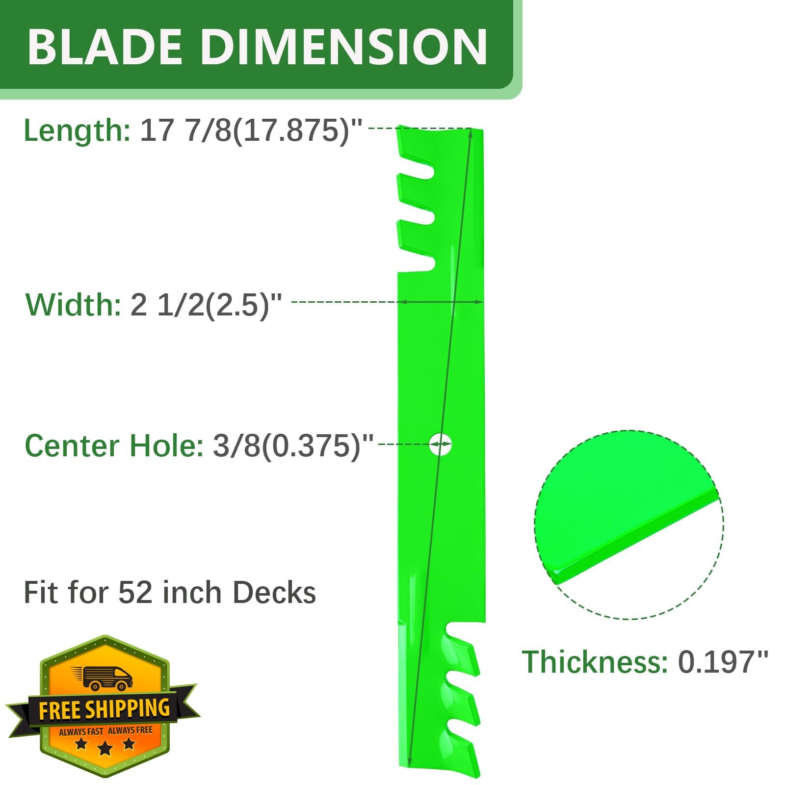 52" Mower Blades for Ariens Gravely Husqvarna ZT Lazer 3 Pack Mulching