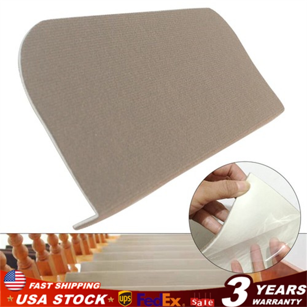 13 PCS Adhesive Carpet Stair Treads, Non-Slip Step Stair Protection Cover Pads