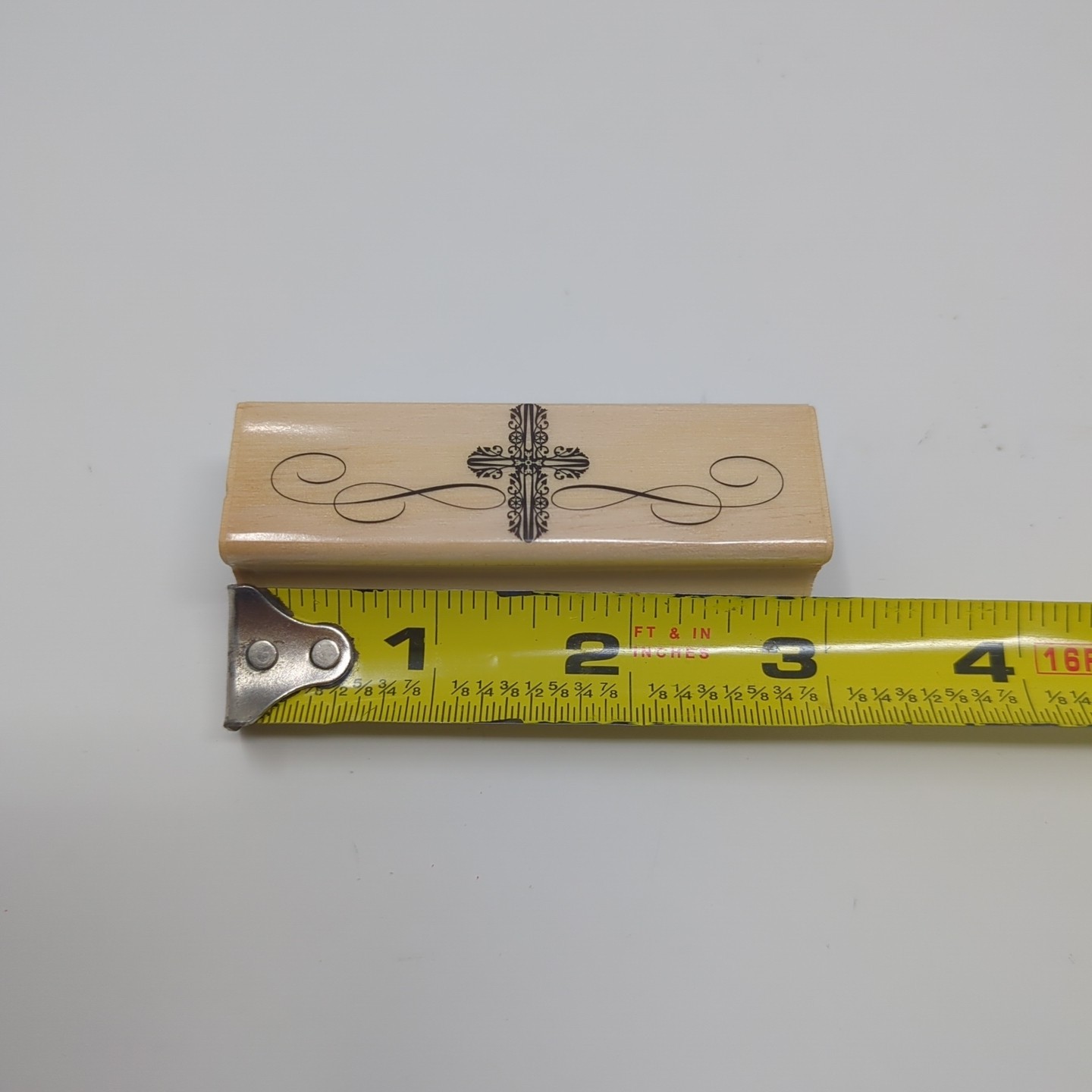 Cross Holy Religious Border Frame Wood Mounted Rubber Stamp