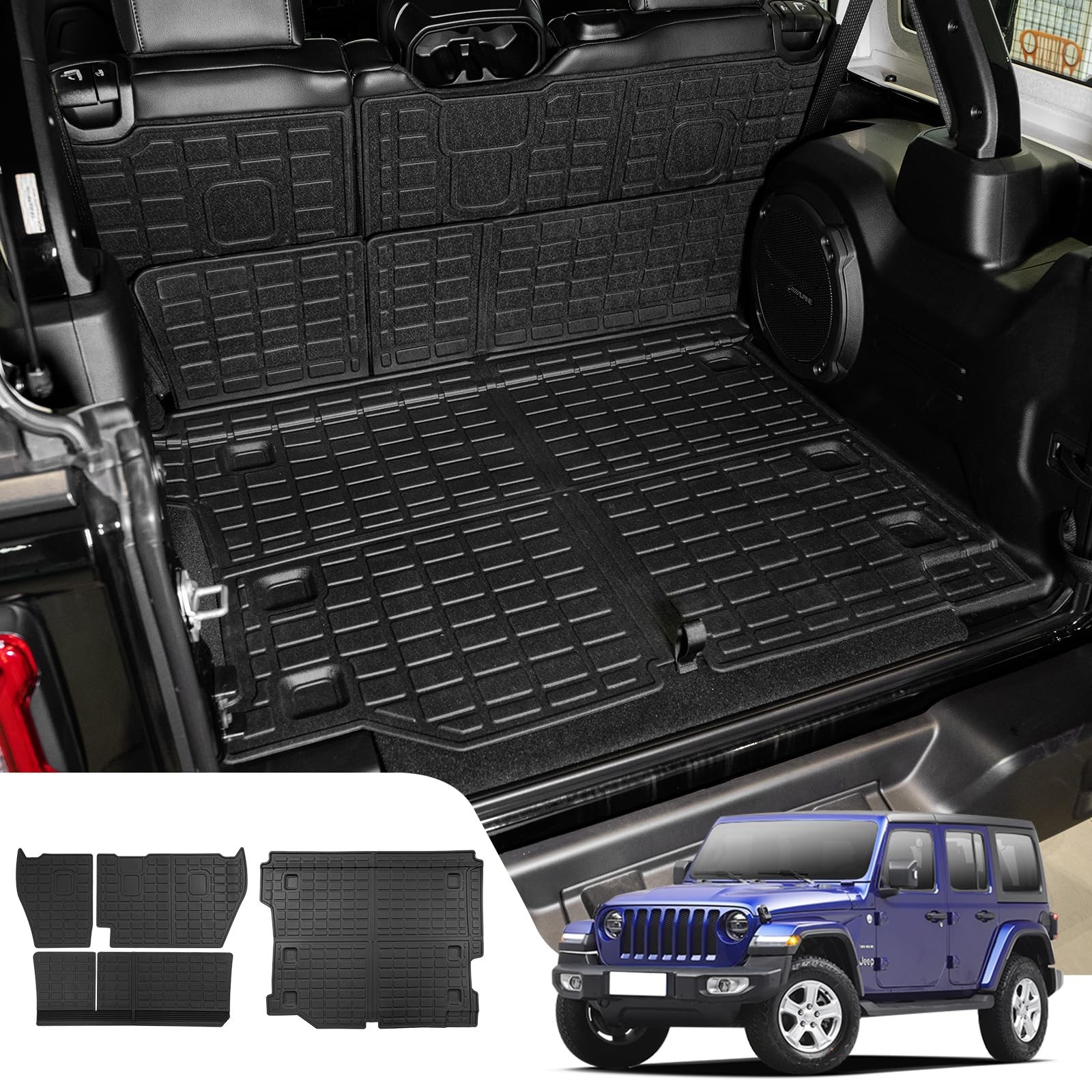 Cargo Mat Compatible with 2018-2025 Jeep Wrangler JL 4x4 4-Door Trunk Mat Car...