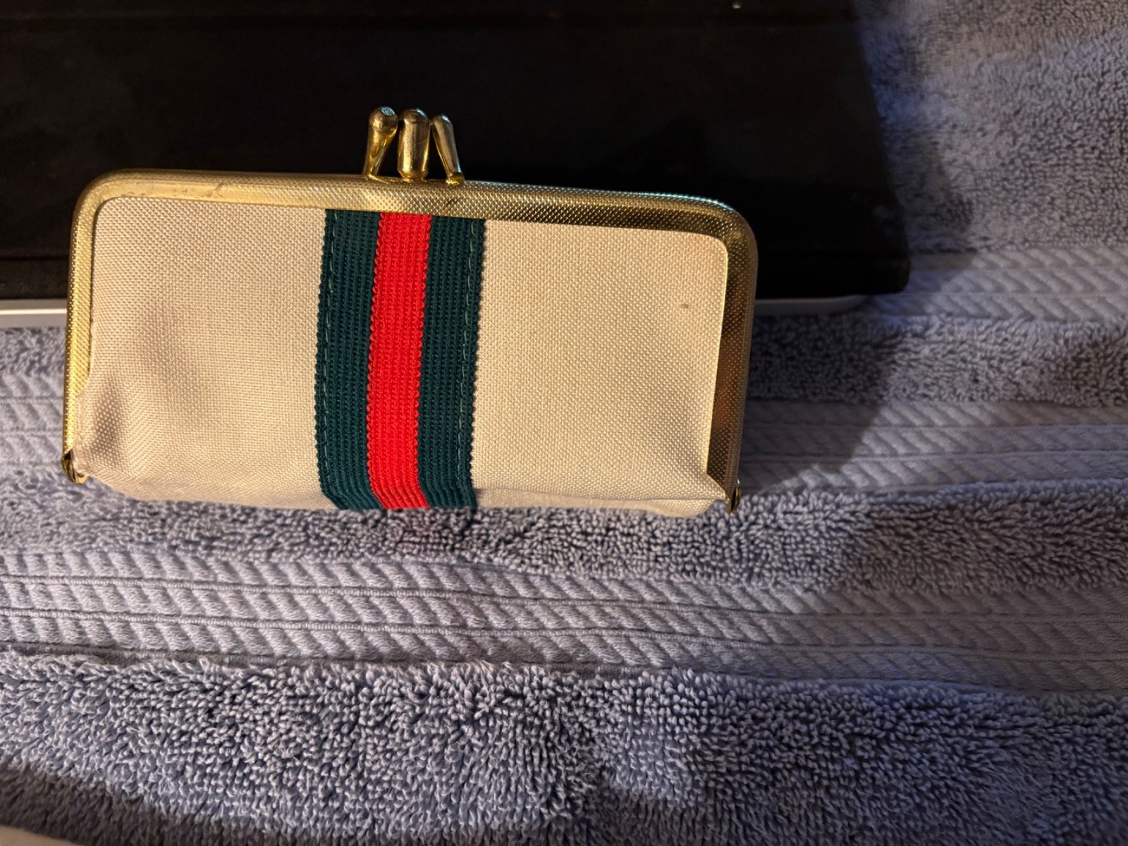 Vintage 1960's Gucci Stripe Sewing Kit Travel Coin Purse Manicure Kit Unused