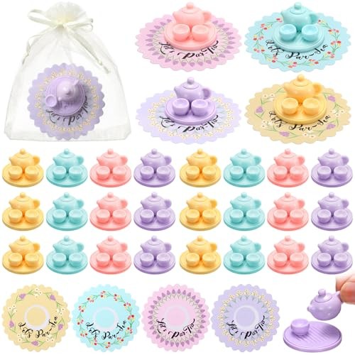 24 Sets Small Tea Party Favors Mini Teapots Teacups Set Miniature Tea Cups 