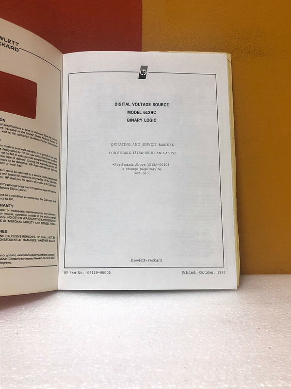 HP 06129-90005 Digital Voltage Source Model 6129C Binary Logic Op/Service Manual