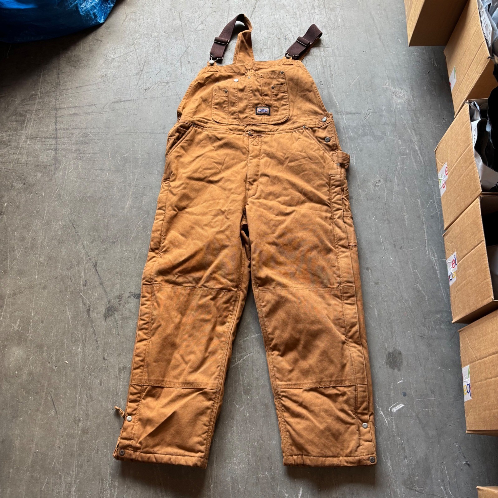 Big Smith Mens Insulated Duck Bib Overalls Brown Workwear Large Regular 38-40