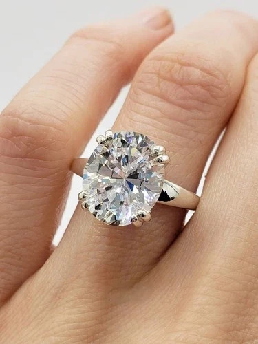 4.00 Ct Oval Cut Lab-Created Diamond Engagement Solitaire 14K White Gold FN Ring