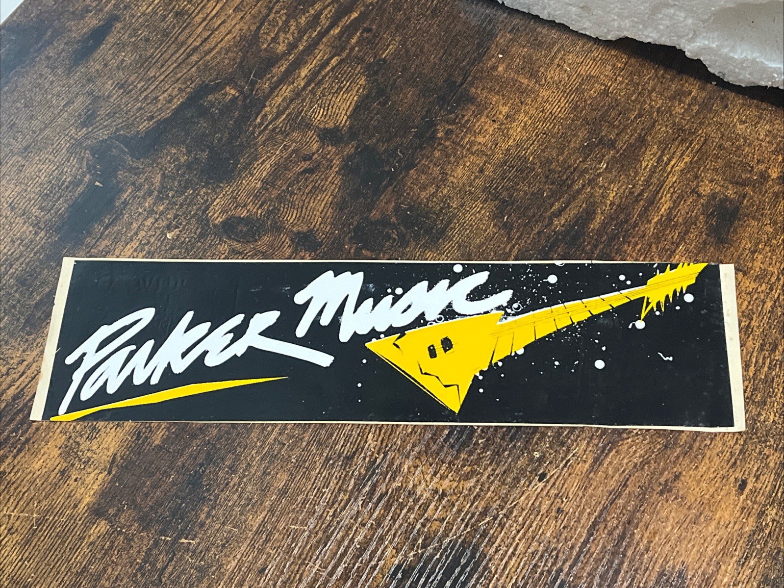Vintage 1970's Parker Music Houston TX Guitar Shop Sticker 12''x5'' Collectible