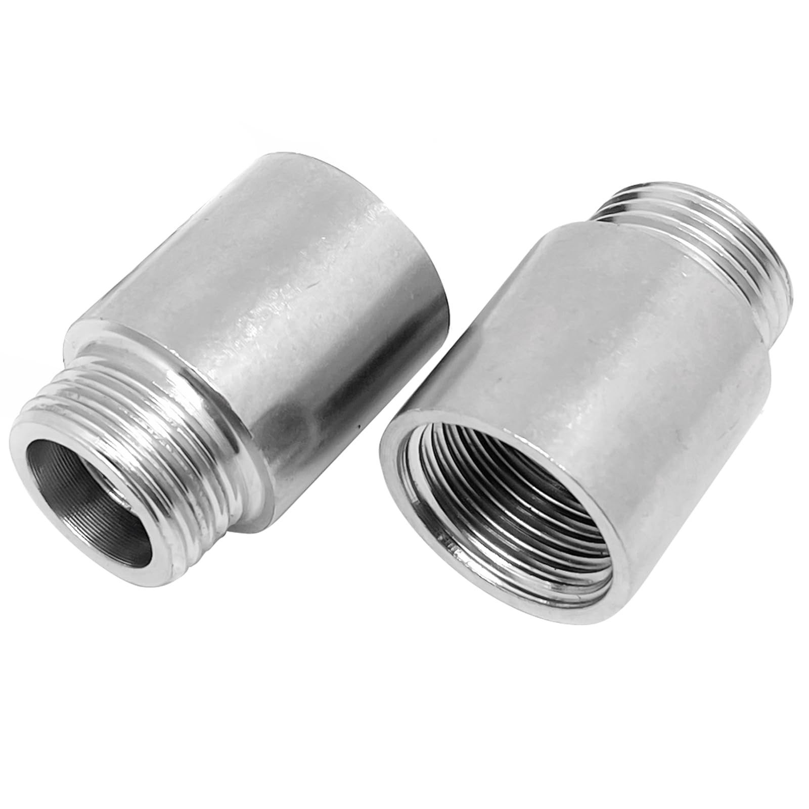 2pcs 1/2" G Male to G Female Thread Shower Head 25mm/1", Silver 