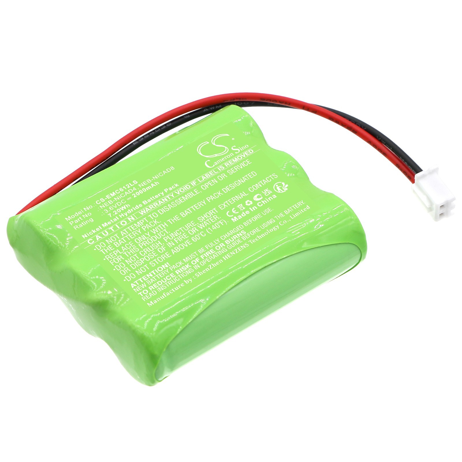 BATTERIE 2000mAh NEB-NiCAD4, NEB-NICAD8 For Nora Lighting NE-602LED, NE-612LED