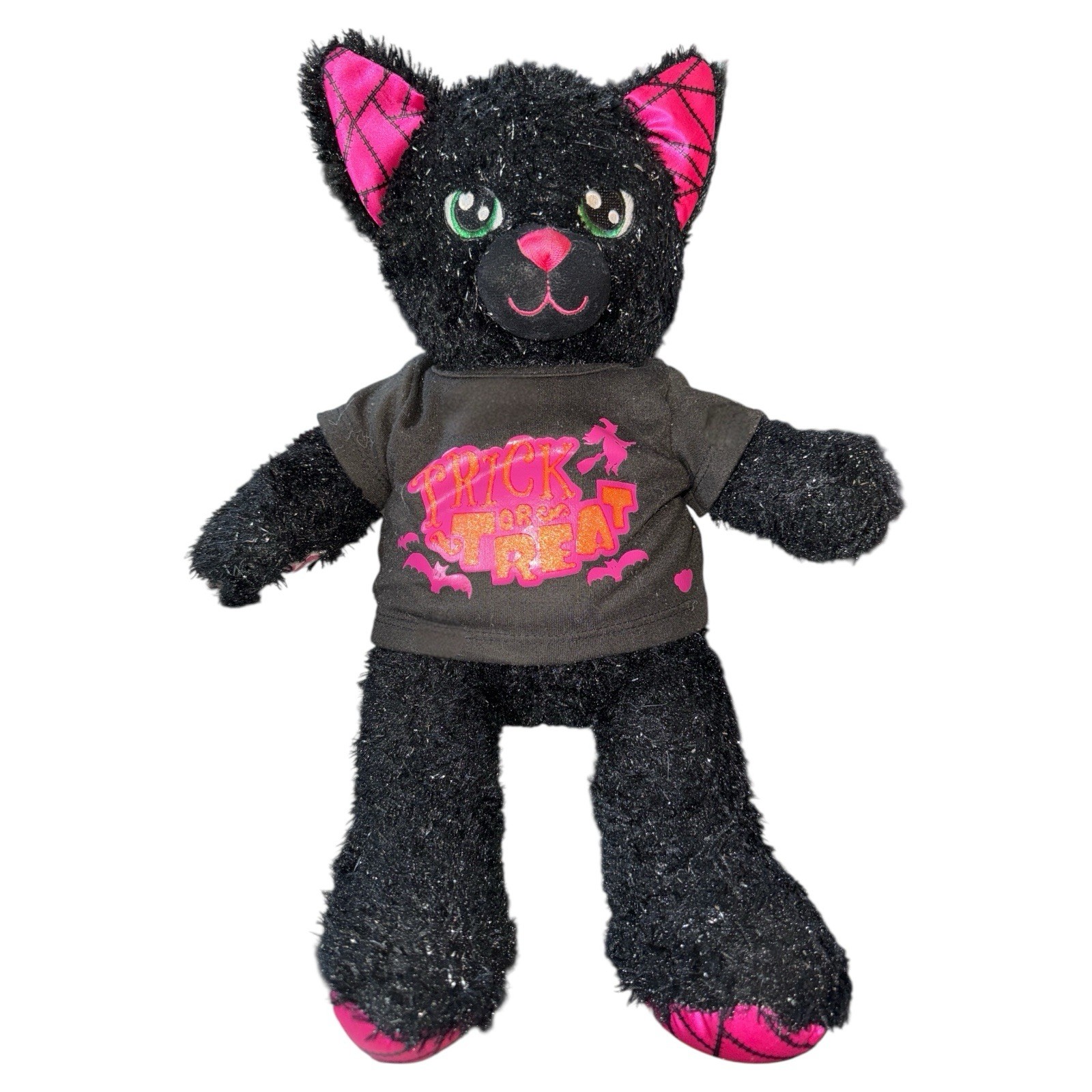 Build a Bear NIGHT MAGIC KITTY Cat Sparkle Halloween Pink & Purple With Shirt