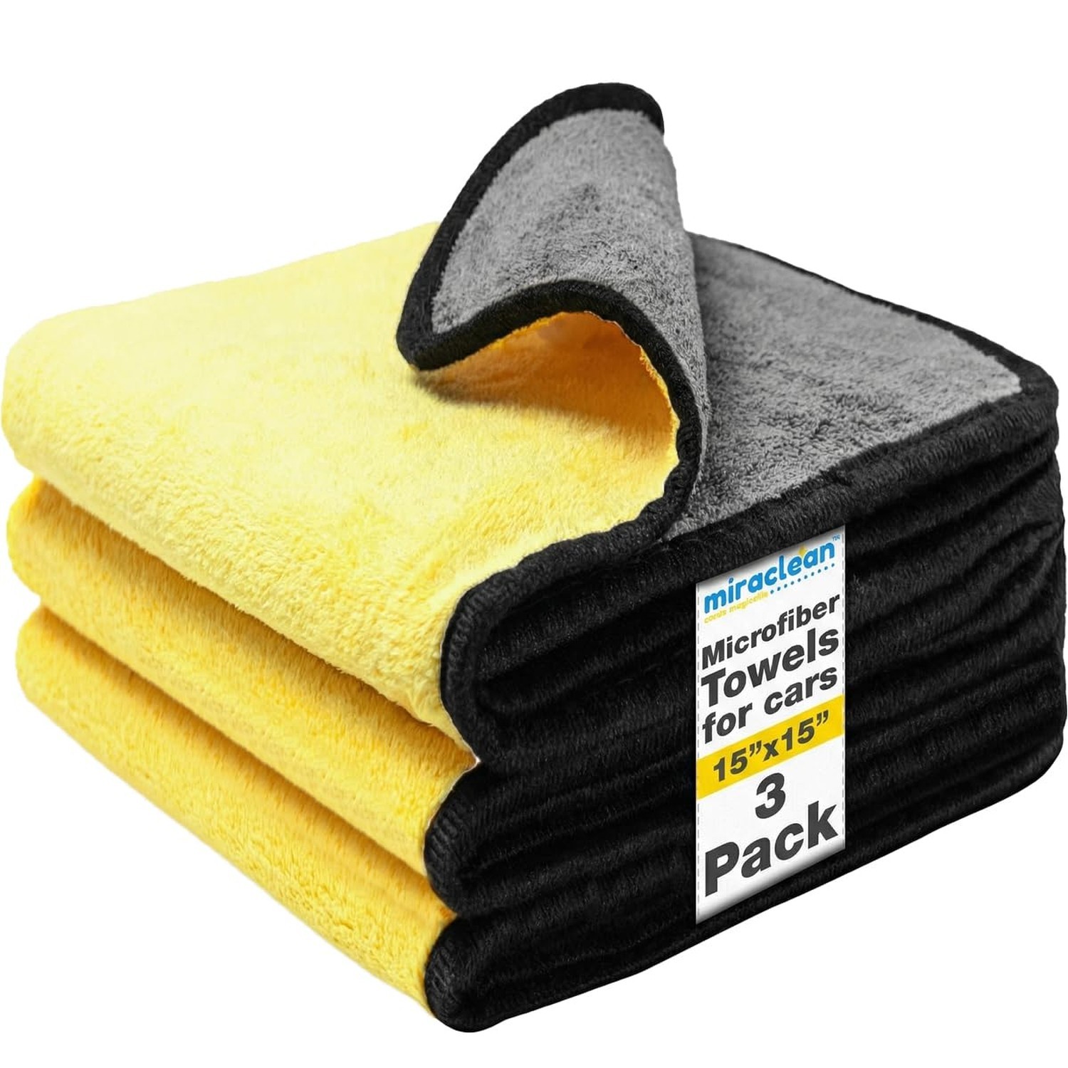 Microfiber Towels for Cars - 15.7" x 15.7" inches, Highly Absorbent Professio...