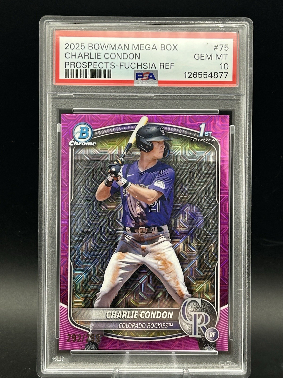 CHARLIE CONDON-2025 BOWMAN MB CHROME PROSPECTS FUCHSIA REF 292/299 PSA 10 B797