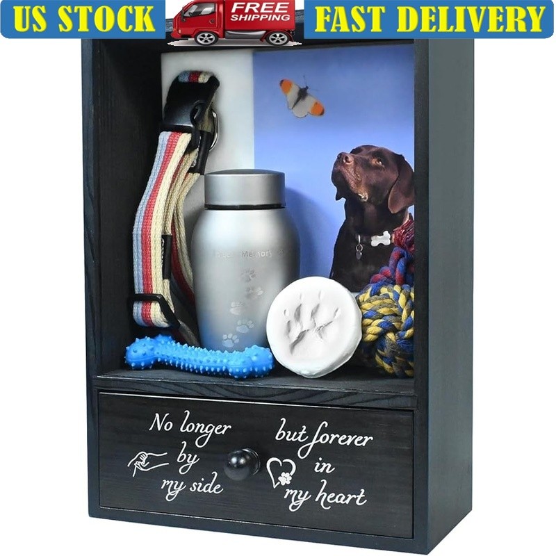 Large Dog Memorial Shadow Box Keepsake Display Case Pet Loss Gift Storage New