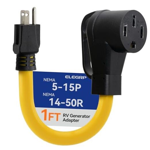  15 Amp to 50 Amp RV Adapter Cord, NEMA 5-15P to 14-50R Dogbone Electrical 