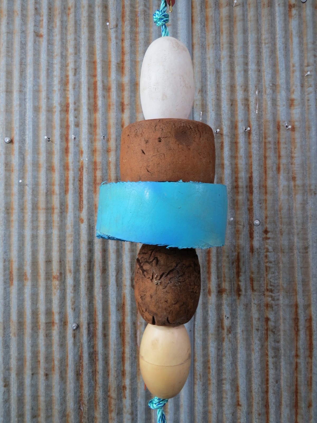 5 Old Fish Net Floats 22+ Inches Long Fishing Buoys Bouys Tiki Hut Bar  -(SF596)