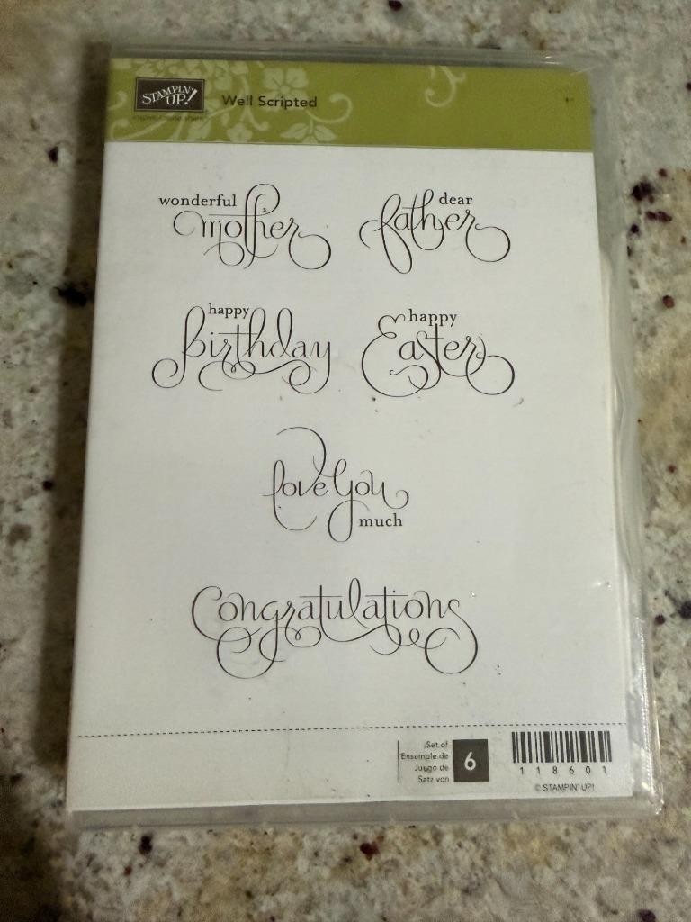 New Stampin' Up! 10 pc. Cling Rubber Stamp Set - WELL SCRIPTED
