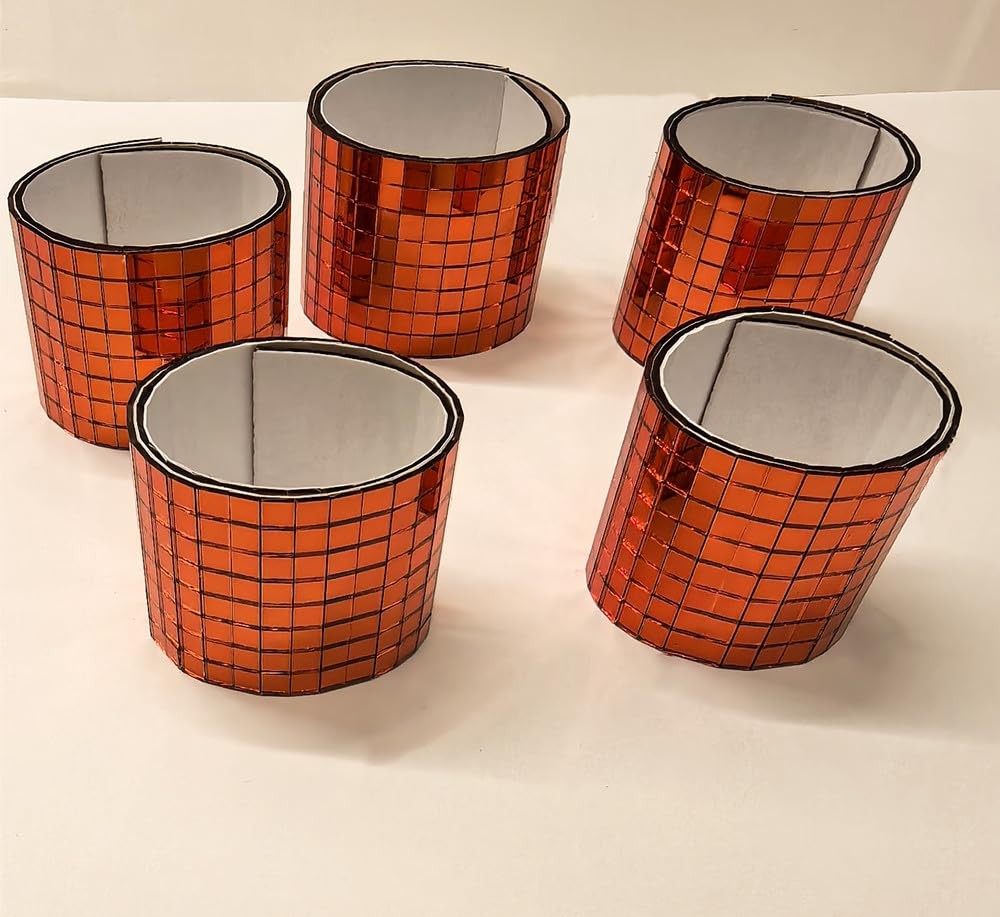 Orange Self-Adhesive Glass Mirror Mosaic,2400Pcs 5x5mm 2400pcs, 