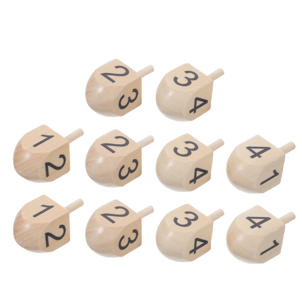  10 Pcs Festive Wooden Top Hanukkah Dreidel Figurines Chanukah Party Decorations