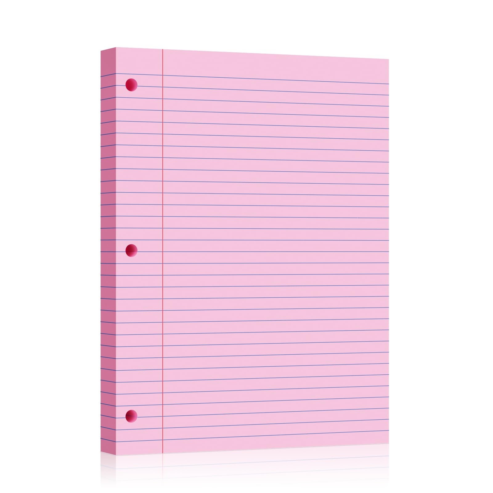 Pink Loose Leaf Paper 100 Sheets 8" x 10.5" Filler x 10.5", - 1 Pack 