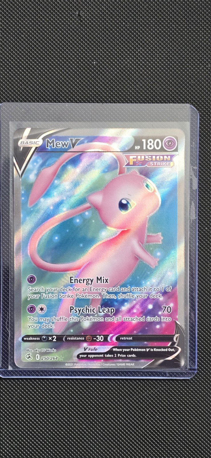 Mew v 250/264 SWSH08 Fusion Strike Full Art Holo Card Mint Condition