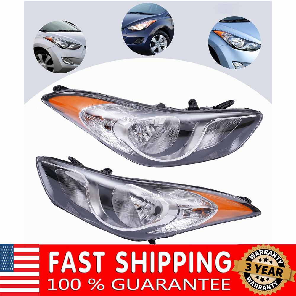 Pair Front Light Halogen Headlight Lamp For Hyundai Elantra 2011-2013 1.8L 2.0L