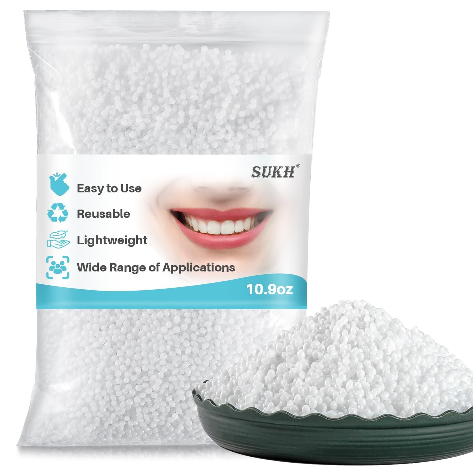 Sukh 10.9oz Moldable False Teeth Beads - Tooth Repair Kit,Repair Small, White 