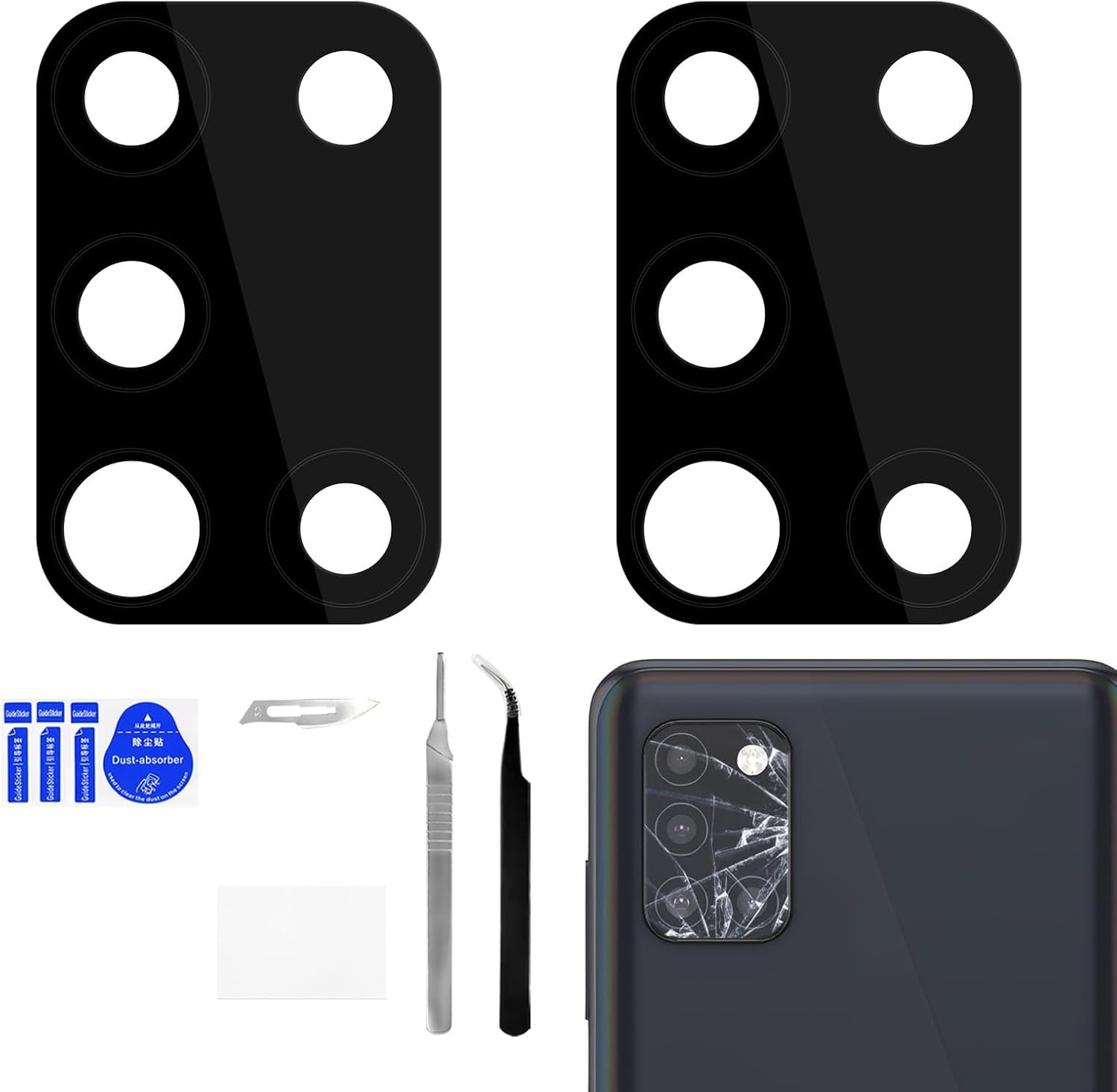 2 Pack Rear Camera Lens Replacement for Samsung Galaxy A31 Adhesive Back Camera