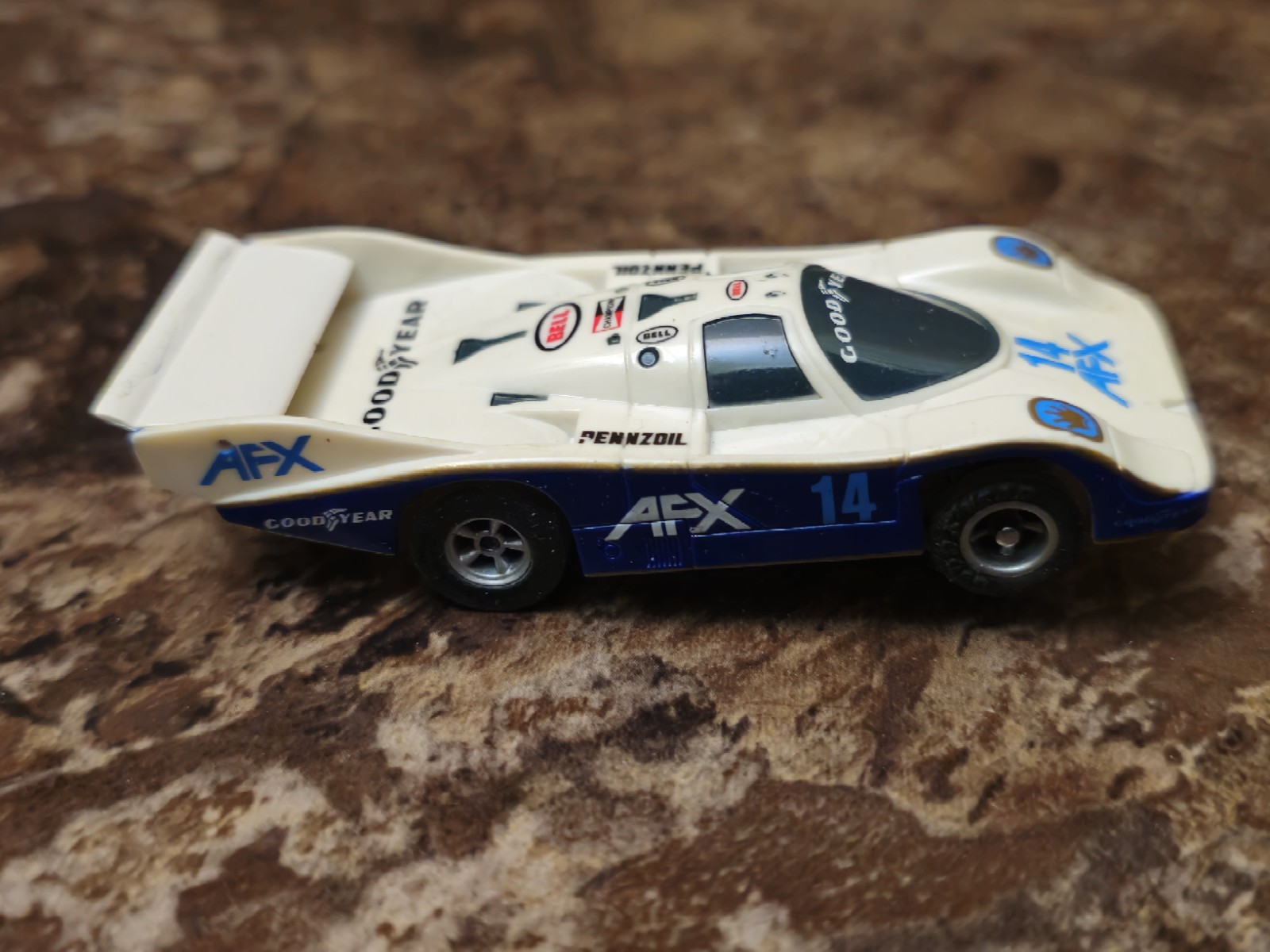 AFX TOMY Aurora IMSA Porsche 962 Blue White #14 Bronze 9431 Turbo Race Race GTP