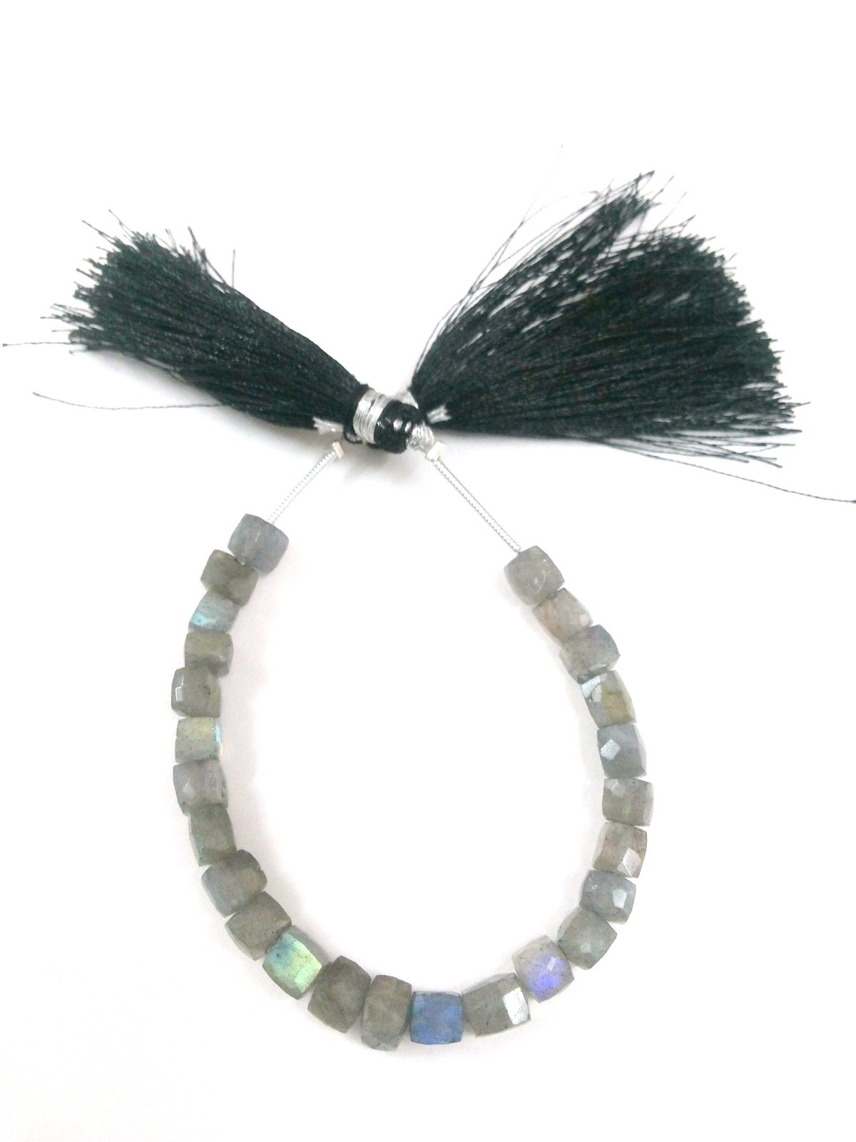 7"inch Strand Natural Labradorite 3D Cube Box Faceted 6-7mm Beads L2