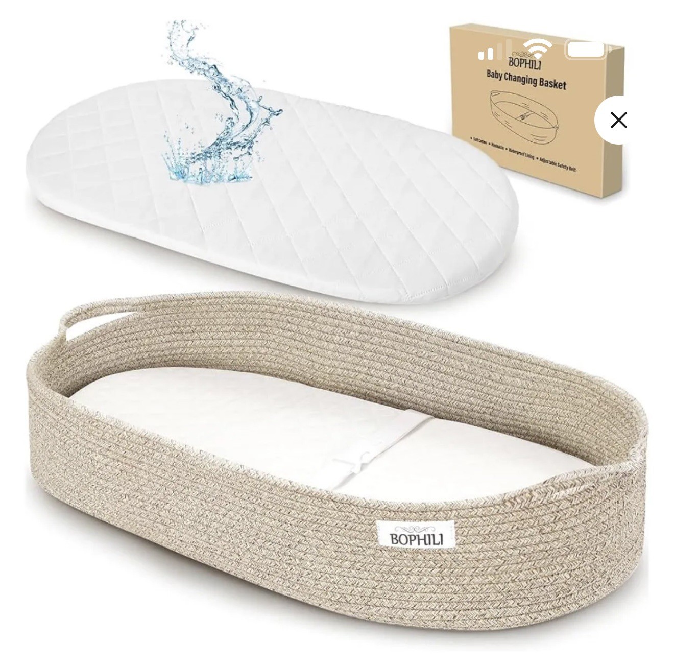 BOPHILI Baby Changing Basket Foldable Baby Changing Pad and Waterpoof Cover, ...