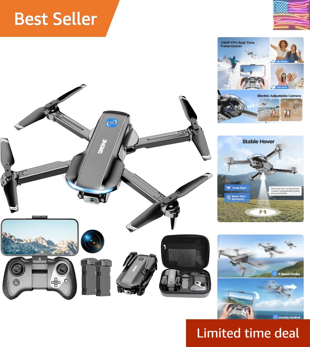 Drone with Camera 1080P HD FPV Foldable Drone for Adults and Beginners, RC Qu...