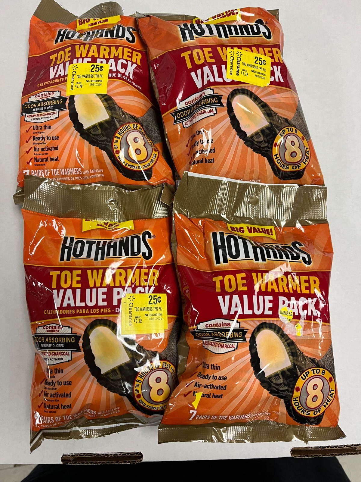 HotHands Toe Warmers Bigfoot VALUE PACK (4 packs of 7 Pairs)