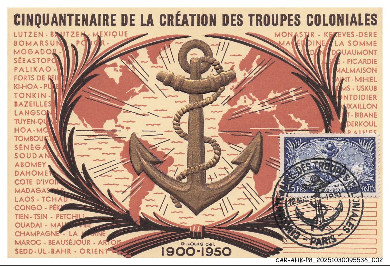 Car Ahkp8 0440 Maximum Cards - Paris - 50th Anniversary of The Creation of Tro