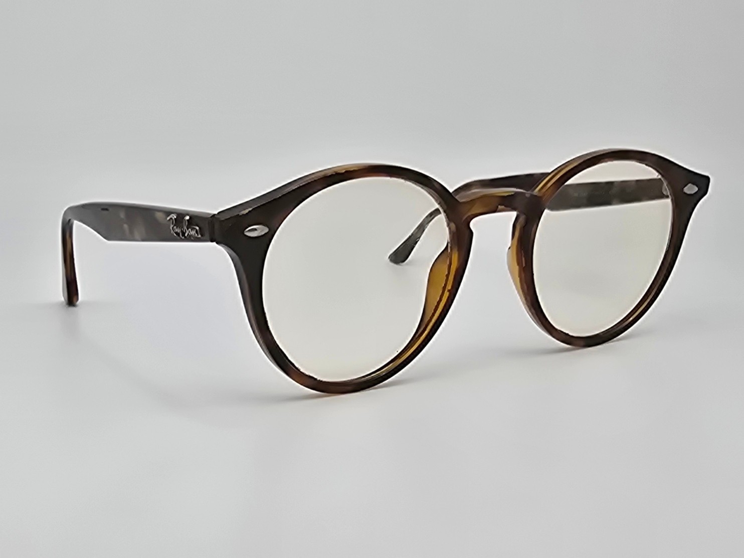 Ray-Ban RB2180 710/73 Polished Light Havana Round Eyeglasses Frame Italy 49mm