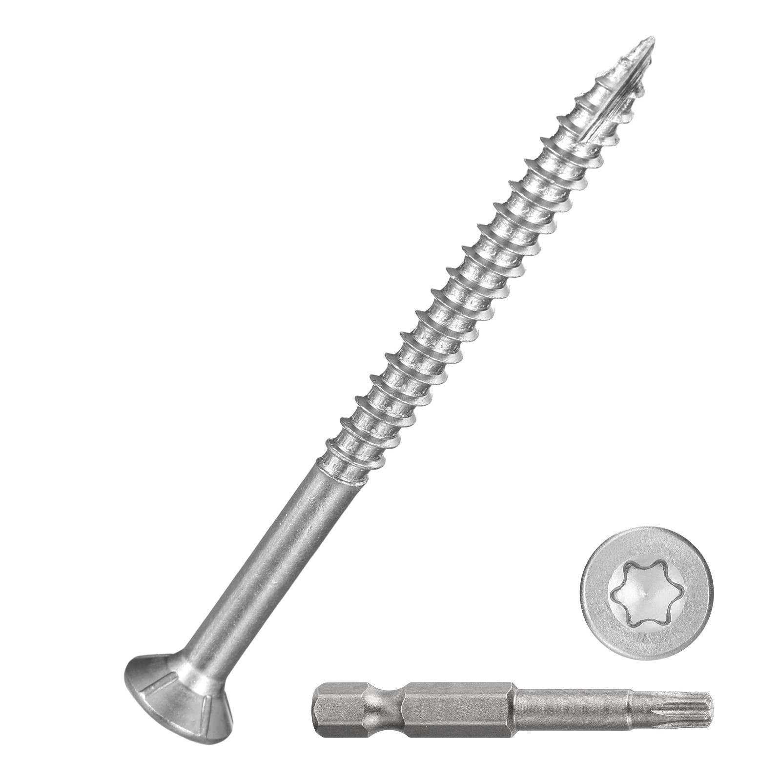 #10x2-1/2" Deck Screws - 80Pack - Stainless Steel Screw W/ T25 Star Bit-Silver