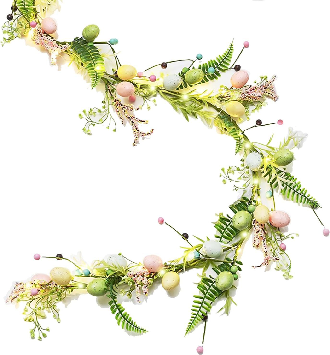 [Timer] 6 FT Lighted Easter Garland, Easter Decorations for Home, Easter Egg Gar