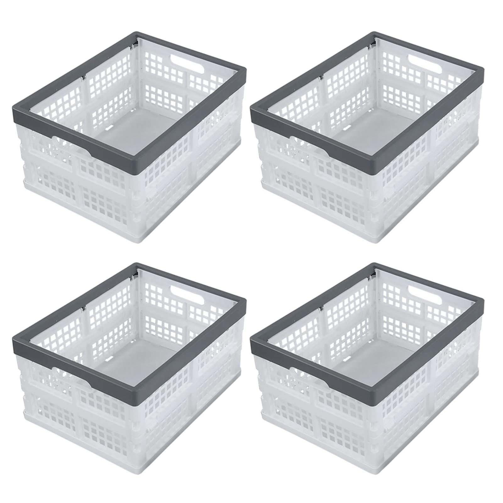 Nihenok 15 L 4-Pack Plastic Folding Storage Crate, Stackable Collapsible Milk...