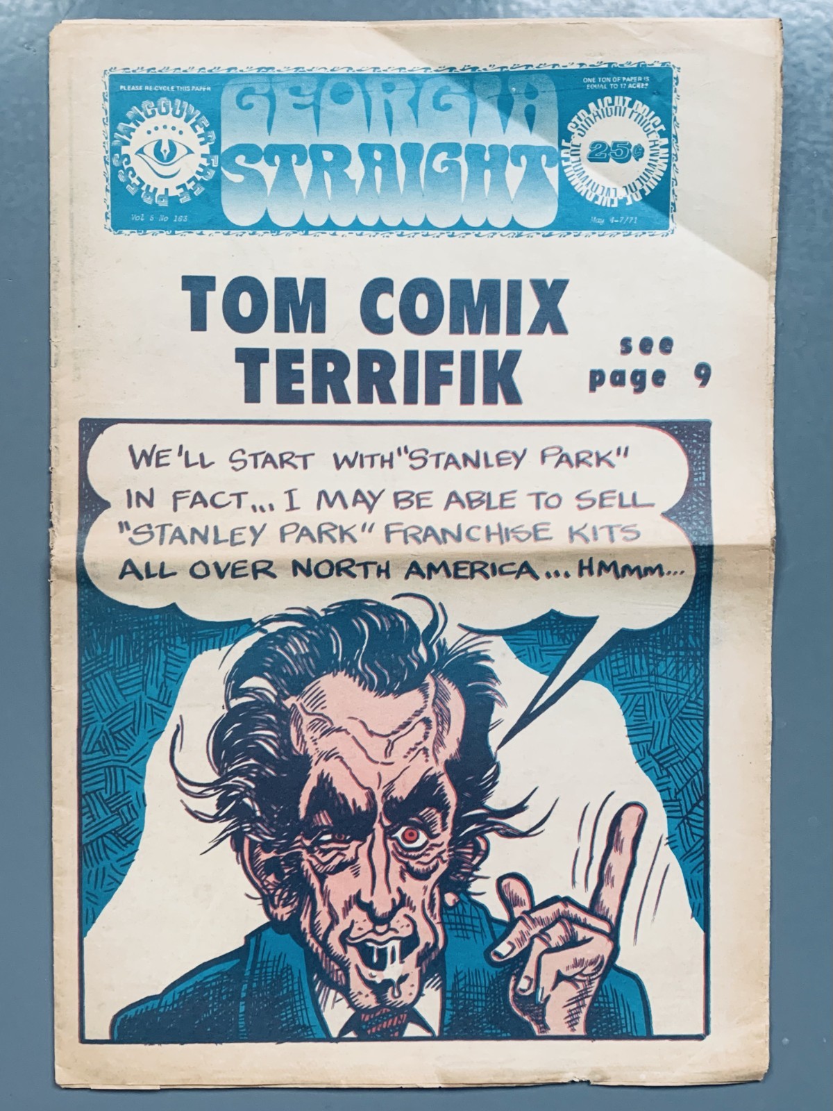 GEORGIA STRAIGHT 1971 Underground NEWSPAPER TOM TERRIFIC COMIX Cuba Outlaws