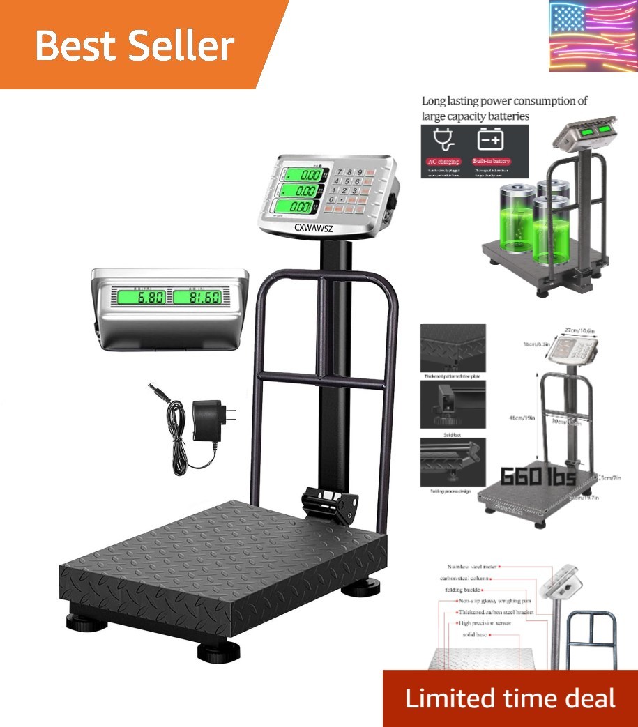 660LBS Industrial Platform Scale Weight Computing Digital Scale Floor Platfor...